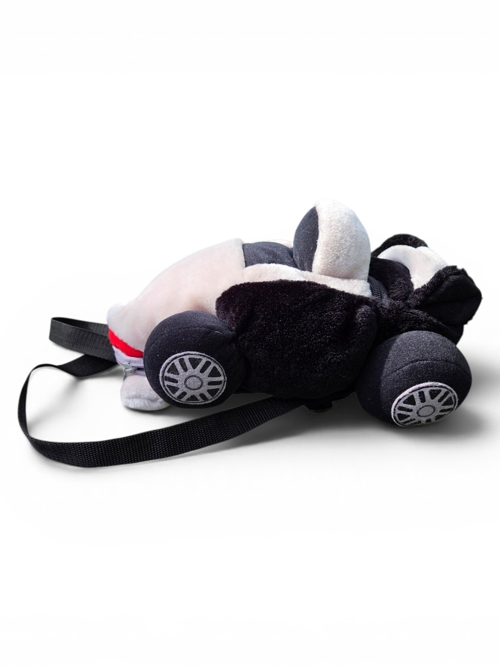 Mercedes-Benz Plush Race Car Backpack Kids Stuffed Toy Bag Black White Red 15”